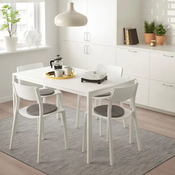 Обеденные стол со стульями Ikea Melltorp/Janinge Прямоугольная / ДСП / Белый photo 5