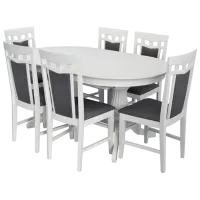 Set masă și scaune Evelin HV-33V/NV-10WP Ovală / Lemn / White