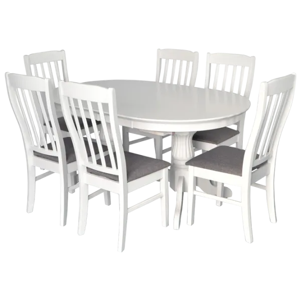 Set masă și scaune Evelin HV-33V/NV-10WP Ovală / Lemn / White photo 1