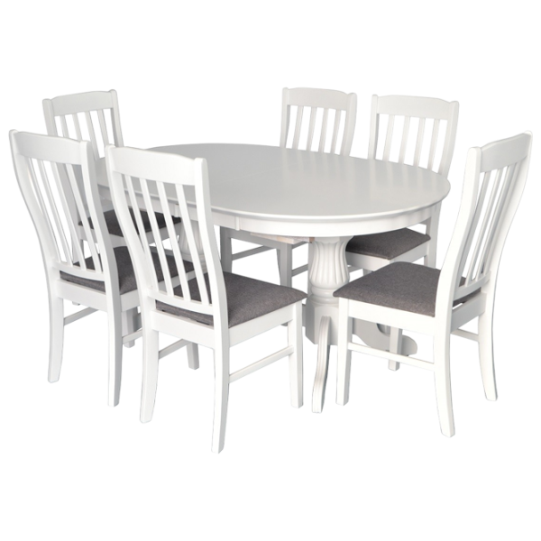 Set masă și scaune Evelin HV-33V/NV-10WP Ovală / Lemn / White photo 1
