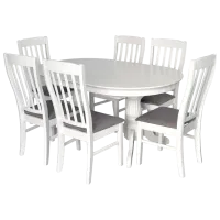 Обеденные стол со стульями Evelin HV-33V/NV-10WP Овальная / Дерево / Белый