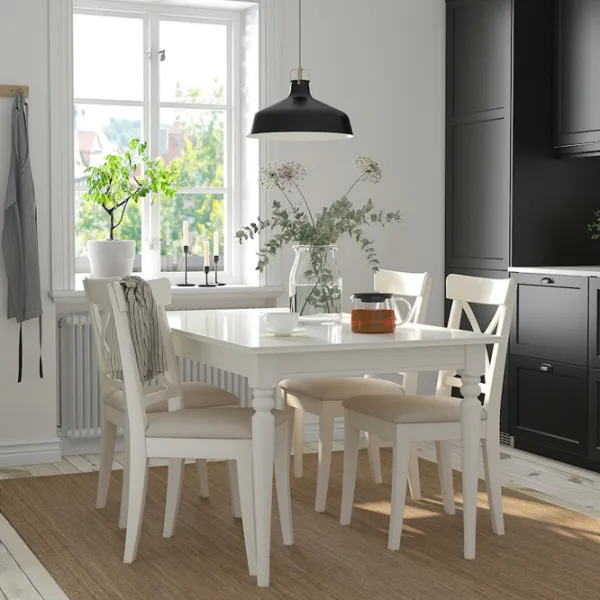 Обеденные стол со стульями Ikea Ingatorp/Ingolf/Hallarp Прямоугольная / ДСП / Белый photo 5