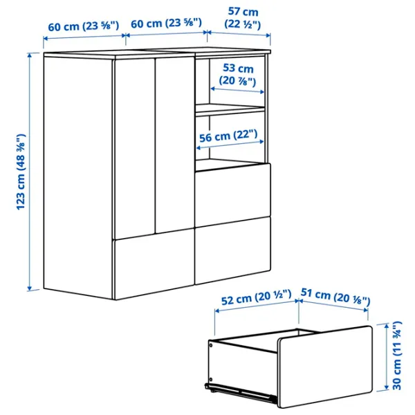 Шкаф Ikea Smastad/Platsa 120 x 57см x 123 / ДСП / Белый photo 6
