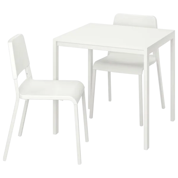 Обеденные стол со стульями Ikea Melltorp/Teodores Прямоугольная / ДСП / Белый photo 1