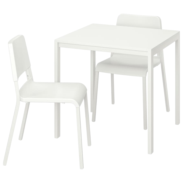 Обеденные стол со стульями Ikea Melltorp/Teodores Прямоугольная / ДСП / Белый photo 1