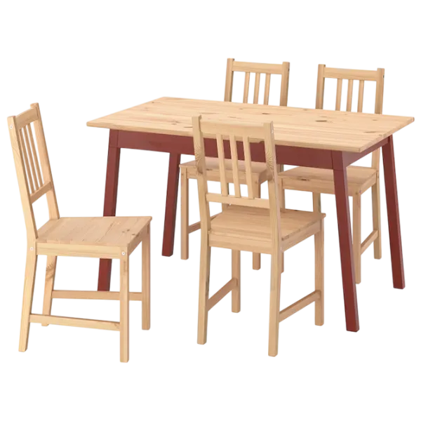 Set masă și scaune Ikea Pinntorp Dreptunghiulară / Lemn / Light Brown photo 1