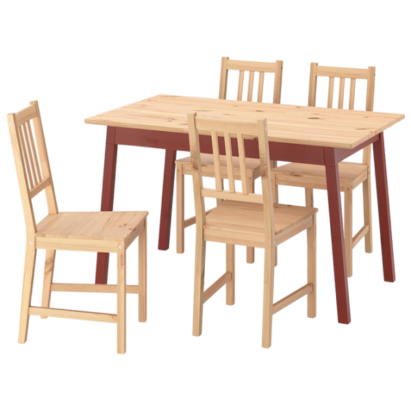 Set masă și scaune Ikea Pinntorp Dreptunghiulară / Lemn / Light Brown photo 1