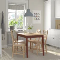 Set masă și scaune Ikea Pinntorp Dreptunghiulară / Lemn / Light Brown photo 6
