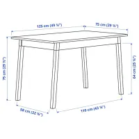 Set masă și scaune Ikea Pinntorp Dreptunghiulară / Lemn / Light Brown photo 7