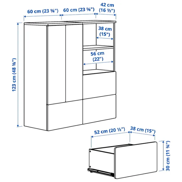 Шкаф Ikea Smastad/Platsa 120 x 42см x 123 / ДСП / Белый photo 7