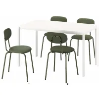 Обеденные стол со стульями Ikea Melltorp/Ostano/Remmarn Прямоугольная / ДСП / Белый