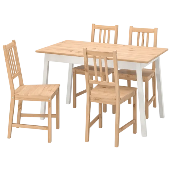 Set masă și scaune Ikea Pinntorp Dreptunghiulară / Lemn / Light Brown photo 1