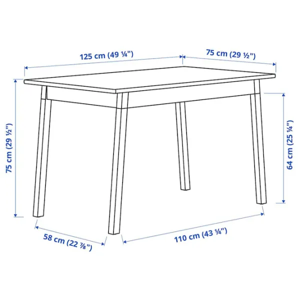 Set masă și scaune Ikea Pinntorp Dreptunghiulară / Lemn / Light Brown photo 7