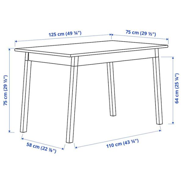 Set masă și scaune Ikea Pinntorp Dreptunghiulară / Lemn / Light Brown photo 7