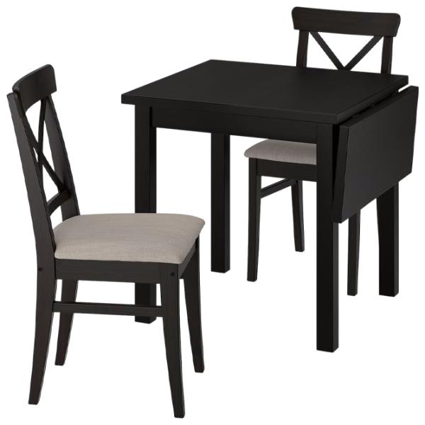 Обеденные стол со стульями Ikea Nordviken/Ingolf/Nolhaga Квадратная / ДСП / Черный photo 1 Обеденные стол со стульями Ikea Nordviken/Ingolf/Nolhaga Квадратная / ДСП / Черный photo 1