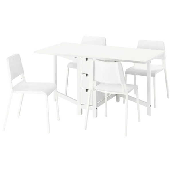 Set masă și scaune Ikea Norden/Teodores Dreptunghiulară / PAL / White photo 1