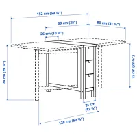 Обеденные стол со стульями Ikea Norden/Teodores Прямоугольная / ДСП / Белый photo 8