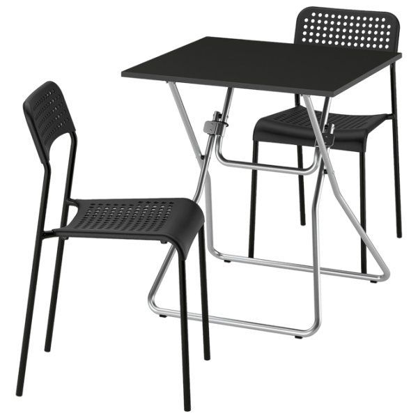 Обеденные стол со стульями Ikea Gunde/Adde Квадратная / Дерево / Черный photo 1