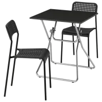 Обеденные стол со стульями Ikea Gunde/Adde Квадратная / Дерево / Черный