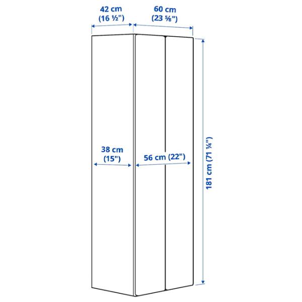 Шкаф Ikea Smastad/Platsa 60 x 42см x 181 / ДСП / Белый photo 8