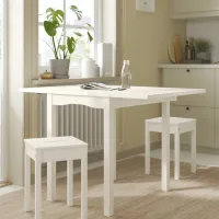 Обеденные стол со стульями Ikea Hauga Квадратная / ДСП / Белый photo 4