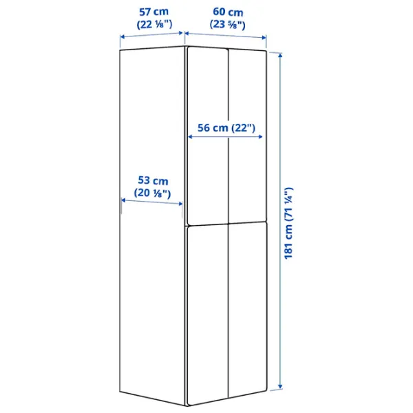 Шкаф Ikea Smastad/Platsa 60 x 57см x 181 / ДСП / Белый photo 8