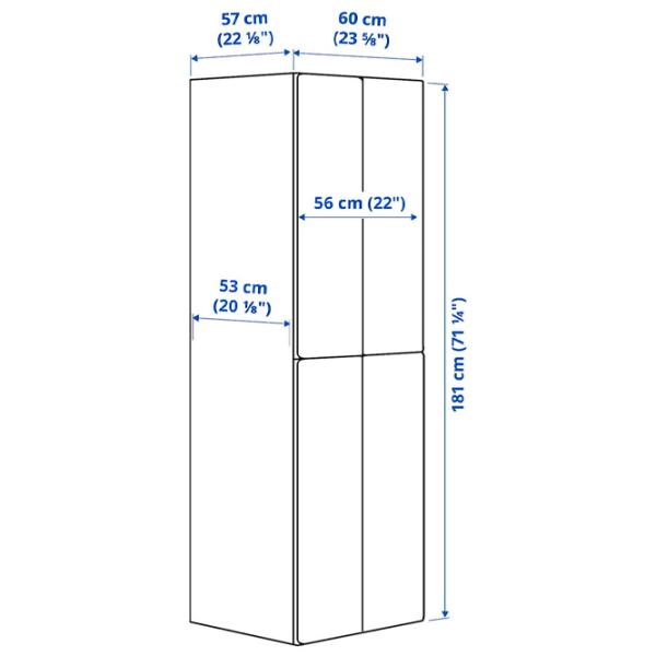 Шкаф Ikea Smastad/Platsa 60 x 57см x 181 / ДСП / Белый photo 8