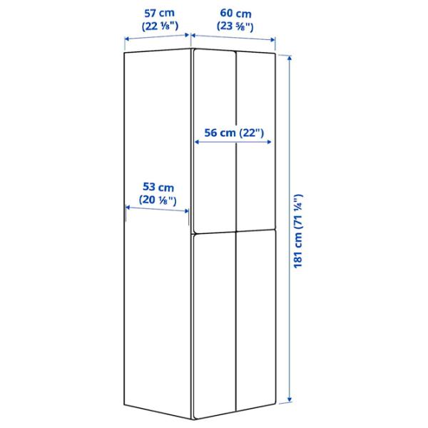 Шкаф Ikea Smastad/Platsa 60 x 57см x 181 / ДСП / Белый photo 6