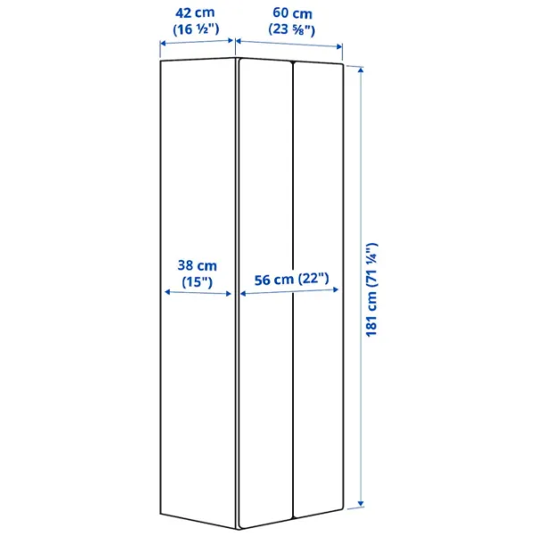 Шкаф Ikea Smastad/Platsa 60 x 42см x 181 / ДСП / Белый photo 8