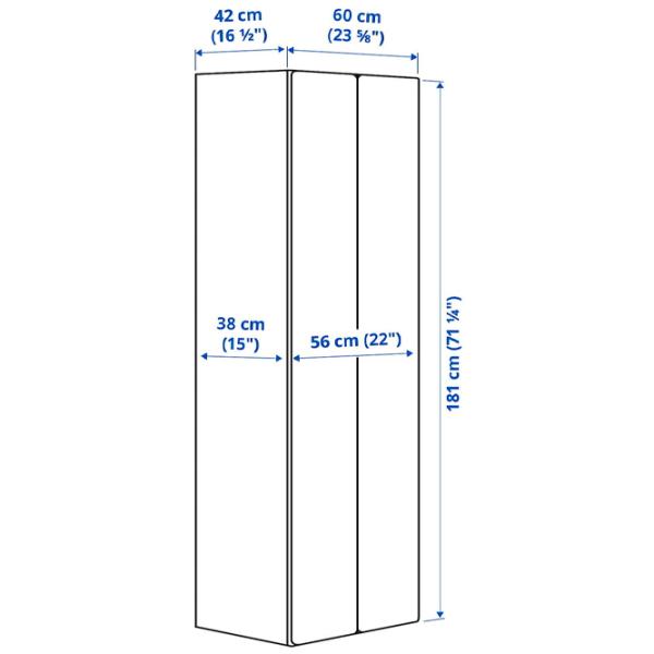 Шкаф Ikea Smastad/Platsa 60 x 42см x 181 / ДСП / Белый photo 8