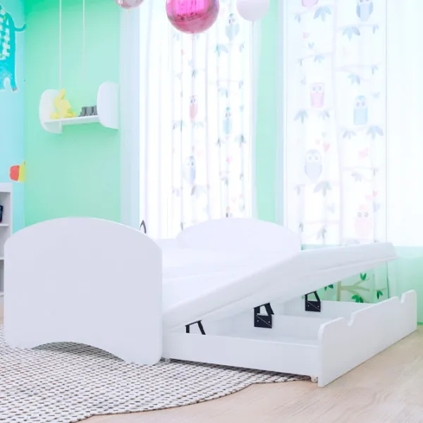 Pat pentru copii Happy Babies Happy 90 x 200 cm / PVC / White photo 2 Pat pentru copii Happy Babies Happy 90 x 200 cm / PVC / White photo 2