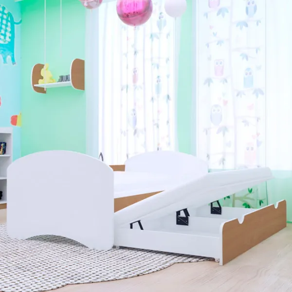 Pat pentru copii Happy Babies Happy 90 x 200 cm / PVC / Beech photo 1