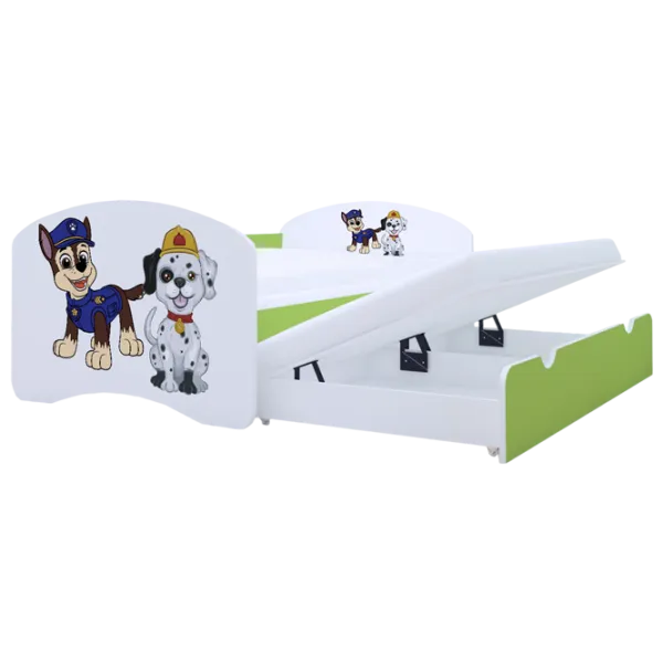 Pat pentru copii Happy Babies Happy Two Dogs 90 x 180 cm / PVC / Green photo 1