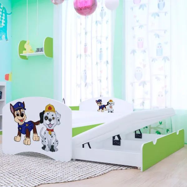 Pat pentru copii Happy Babies Happy Two Dogs 90 x 180 cm / PVC / Green photo 2