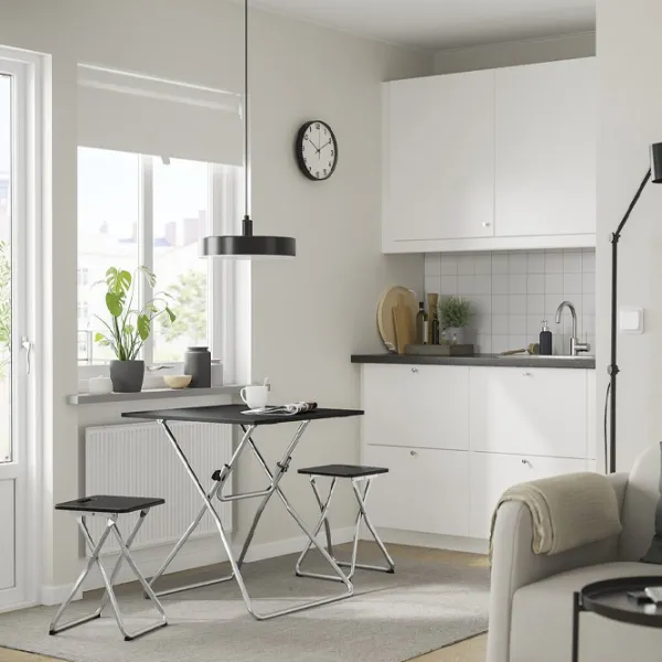 Обеденные стол со стульями Ikea Gunde Квадратная / Дерево / Черный photo 10