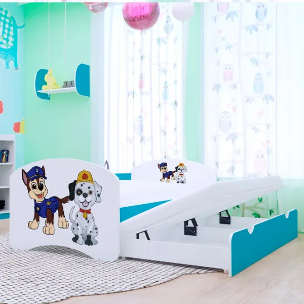 Pat pentru copii Happy Babies Happy Two Dogs 90 x 180 cm / PVC / Blue photo 2