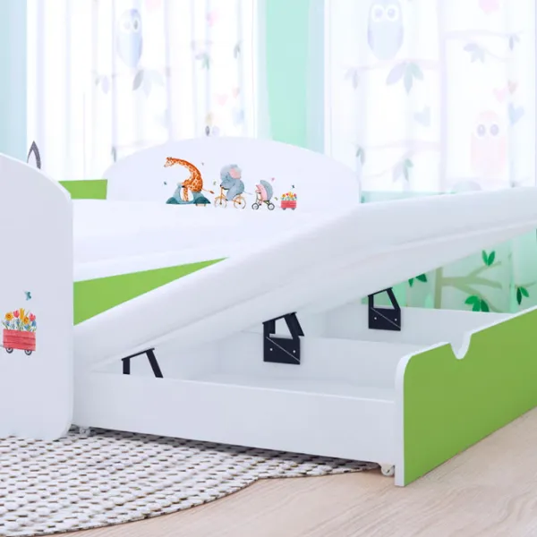 Pat pentru copii Happy Babies Happy Pets 80 x 160 cm / PVC / Green photo 3 Pat pentru copii Happy Babies Happy Pets 80 x 160 cm / PVC / Green photo 3