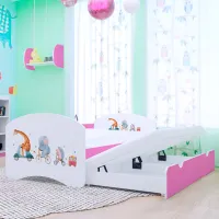 Pat pentru copii Happy Babies Happy Pets 80 x 160 cm / PVC / Pink photo 2