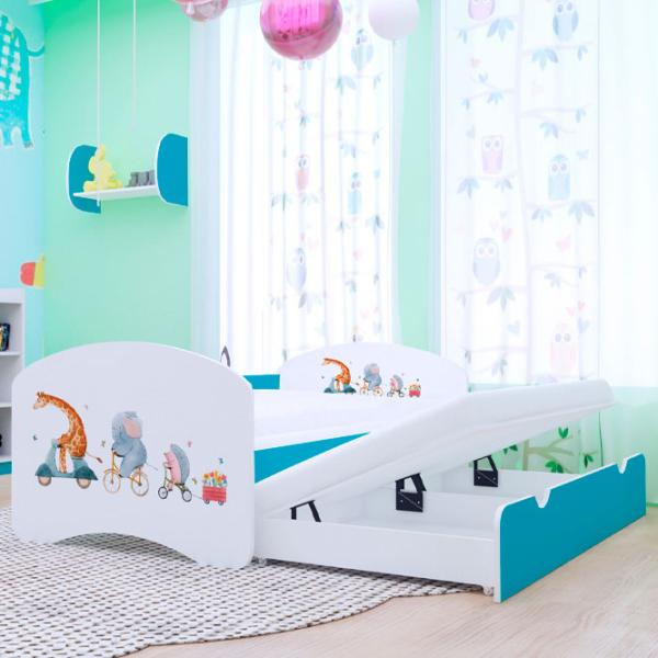 Pat pentru copii Happy Babies Happy Pets 80 x 160 cm / PVC / Blue photo 2 Pat pentru copii Happy Babies Happy Pets 80 x 160 cm / PVC / Blue photo 2