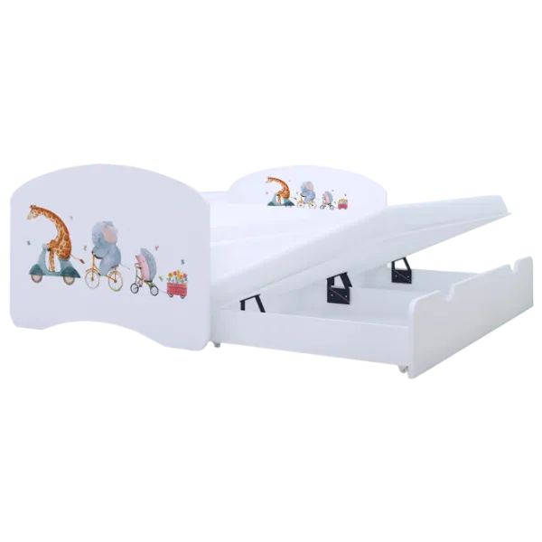 Pat pentru copii Happy Babies Happy Pets 80 x 160 cm / PVC / White photo 1 Pat pentru copii Happy Babies Happy Pets 80 x 160 cm / PVC / White photo 1