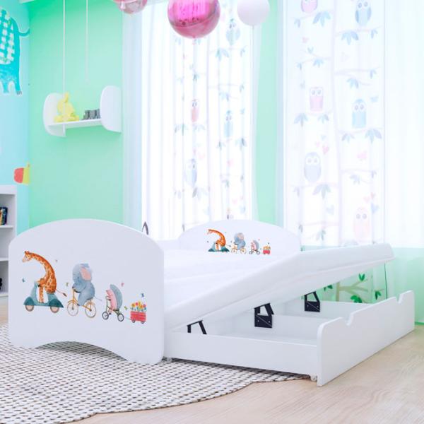 Pat pentru copii Happy Babies Happy Pets 80 x 160 cm / PVC / White photo 2 Pat pentru copii Happy Babies Happy Pets 80 x 160 cm / PVC / White photo 2