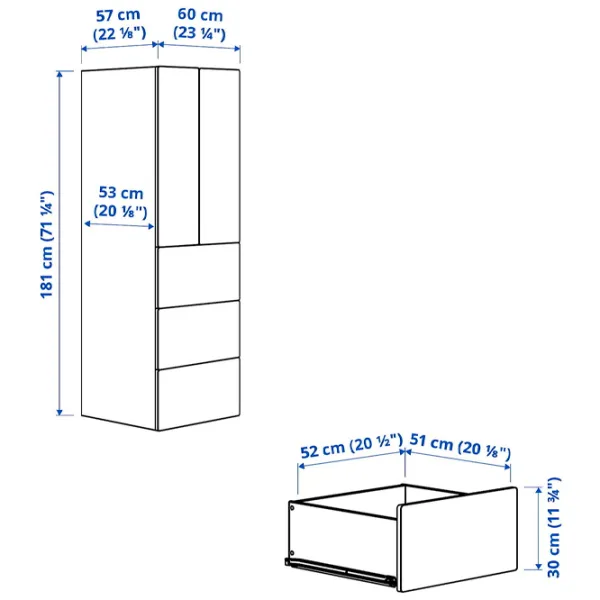 Dulap Ikea Smastad/Platsa 60 x 57 x 181 / DSP / Alb photo 7