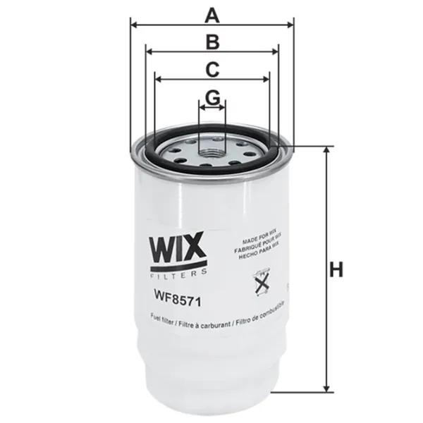 Filtru combustibil Wix Filters WF8571 87 mm photo 2 Filtru combustibil Wix Filters WF8571 87 mm photo 2