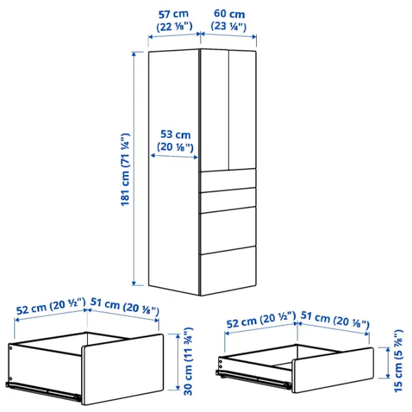 Шкаф Ikea Smastad/Platsa 60 x 57см x 181 / ДСП / Белый photo 6