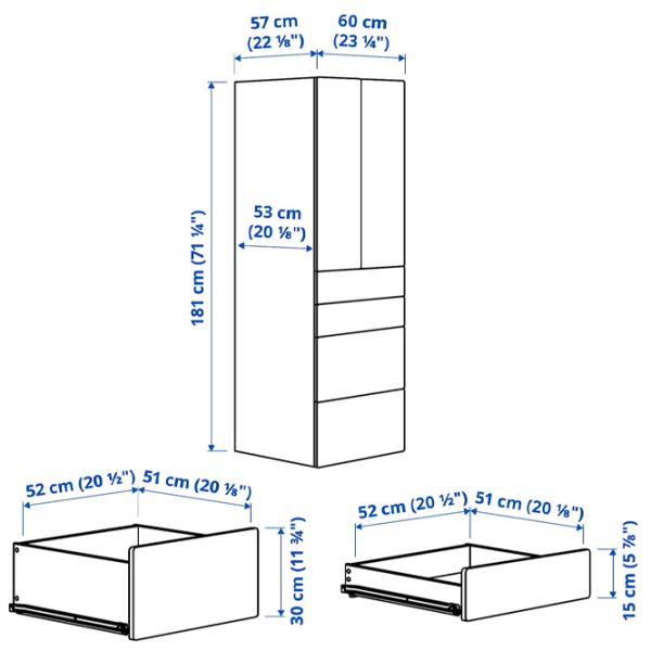 Шкаф Ikea Smastad/Platsa 60 x 57см x 181 / ДСП / Белый photo 6