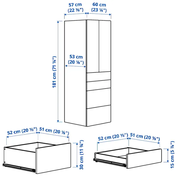 Dulap Ikea Smastad/Platsa 60 x 57 x 181 / DSP / Alb photo 6