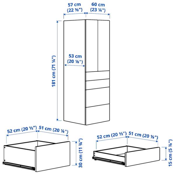Dulap Ikea Smastad/Platsa 60 x 57 x 181 / DSP / Alb photo 6