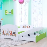 Pat pentru copii Happy Babies Happy Animals And Cars 90 x 180 cm / PVC / Green photo 2