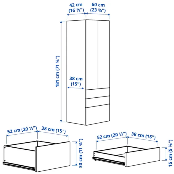 Dulap Ikea Smastad/Platsa 60 x 42 x 181 / DSP / Alb photo 8