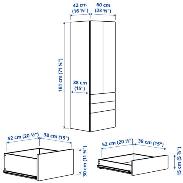 Dulap Ikea Smastad/Platsa 60 x 42 x 181 / DSP / Alb photo 8
